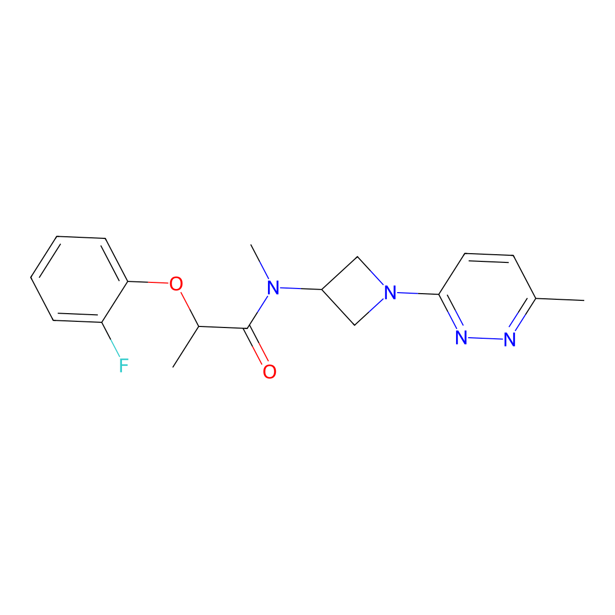 2-(2-fluorophenoxy)-N-methyl-N-[1-(6-methylpyridazin-3-yl)azetidin-3-yl]propanamide molecular structure, CAS 2415514-30-4