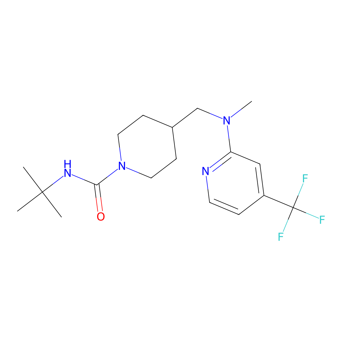 N-tert-butyl-4-({methyl[4-(trifluoromethyl)pyridin-2-yl]amino}methyl)piperidine-1-carboxamide molecular structure, CAS 2415514-32-6