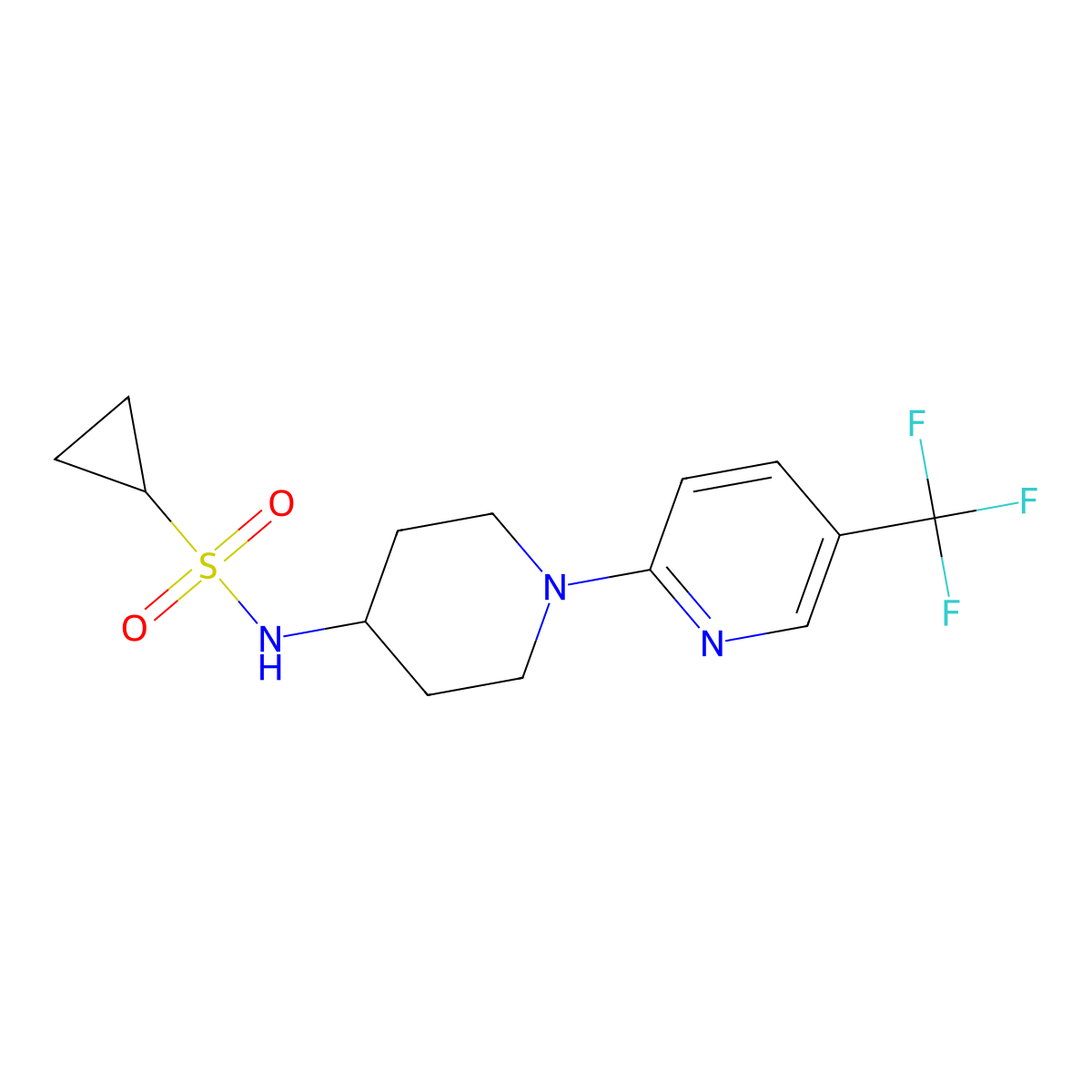 N-{1-[5-(trifluoromethyl)pyridin-2-yl]piperidin-4-yl}cyclopropanesulfonamide molecular structure, CAS 2415516-32-2