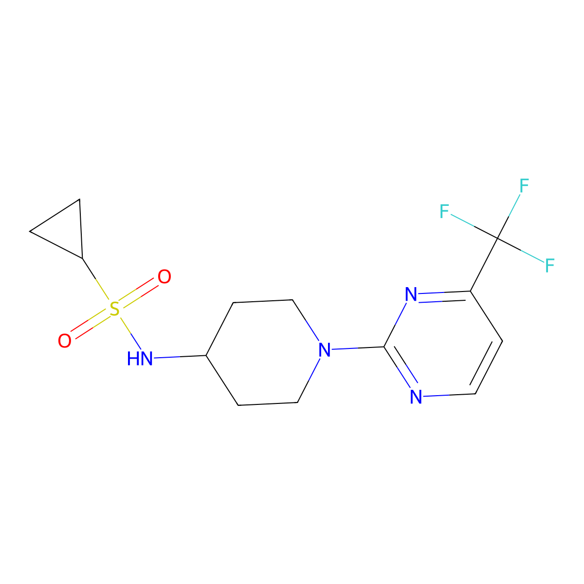 N-{1-[4-(trifluoromethyl)pyrimidin-2-yl]piperidin-4-yl}cyclopropanesulfonamide molecular structure, CAS 2415516-33-3