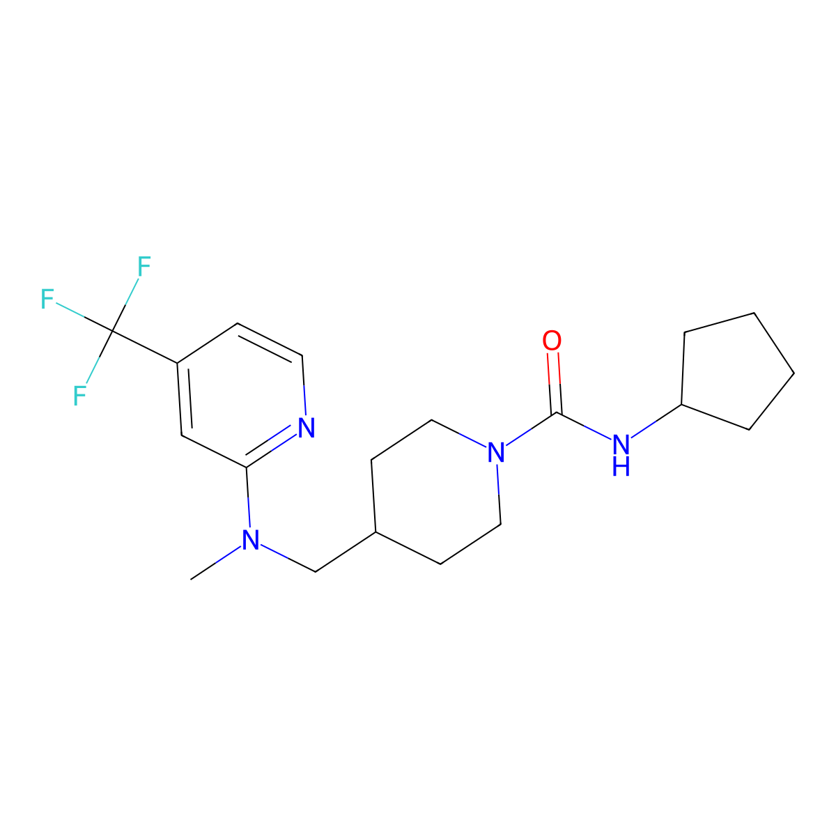 N-cyclopentyl-4-({methyl[4-(trifluoromethyl)pyridin-2-yl]amino}methyl)piperidine-1-carboxamide molecular structure, CAS 2415516-37-7