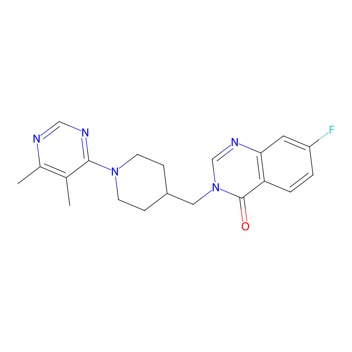 3-{[1-(5,6-Dimethylpyrimidin-4-yl)piperidin-4-yl]methyl}-7-fluoro-3,4-dihydroquinazolin-4-one molecular structure, CAS 2415516-38-8