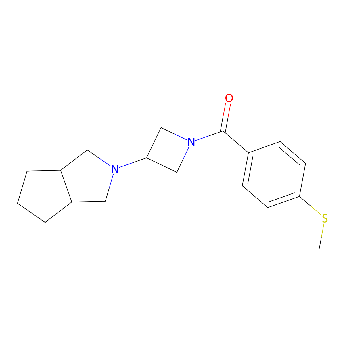 1-[4-(Methylsulfanyl)benzoyl]-3-{octahydrocyclopenta[c]pyrrol-2-yl}azetidine molecular structure, CAS 2415516-40-2