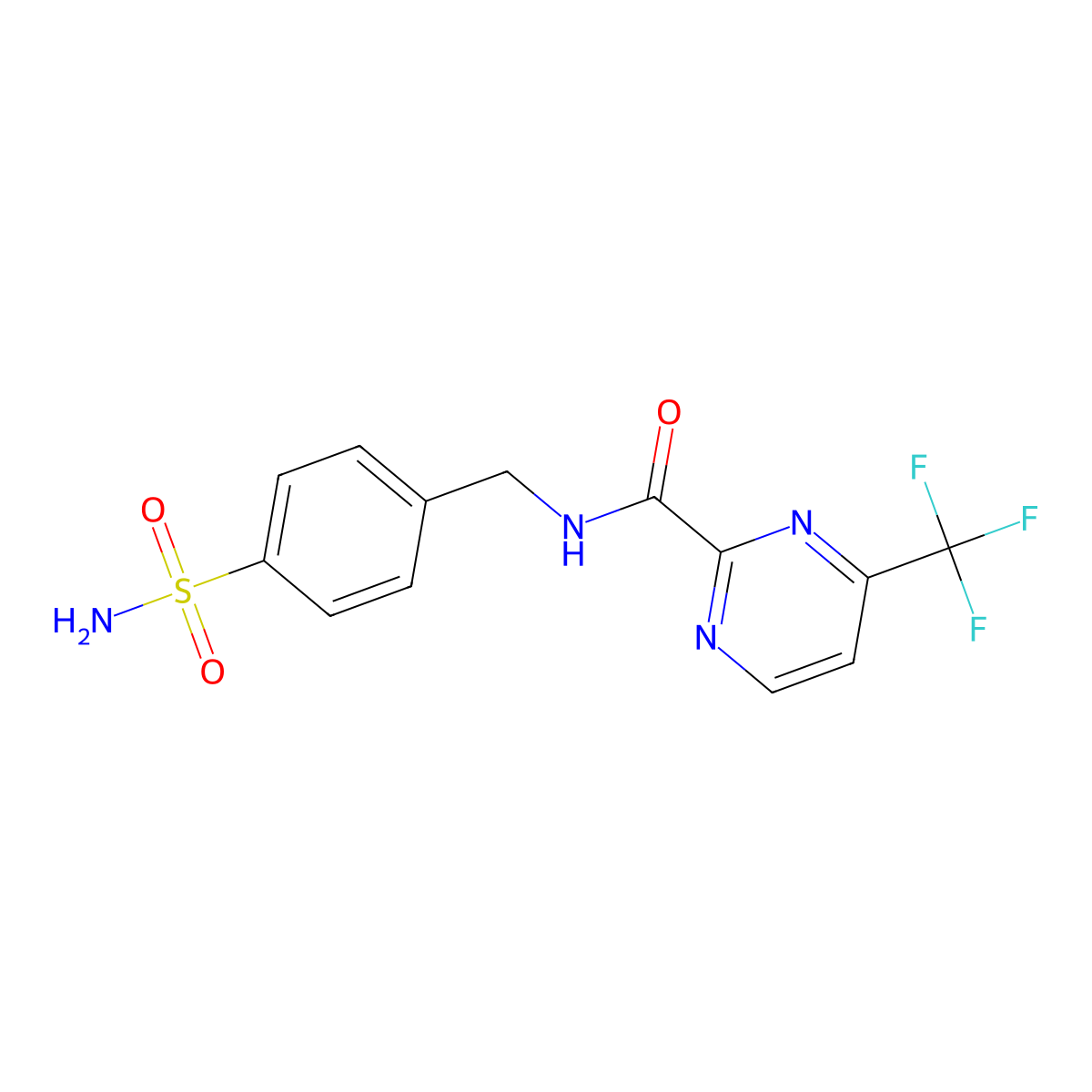 N-[(4-sulfamoylphenyl)methyl]-4-(trifluoromethyl)pyrimidine-2-carboxamide molecular structure, CAS 2415516-42-4
