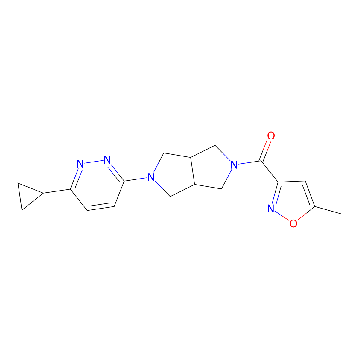 3-Cyclopropyl-6-[5-(5-methyl-1,2-oxazole-3-carbonyl)-octahydropyrrolo[3,4-c]pyrrol-2-yl]pyridazine molecular structure, CAS 2415516-45-7