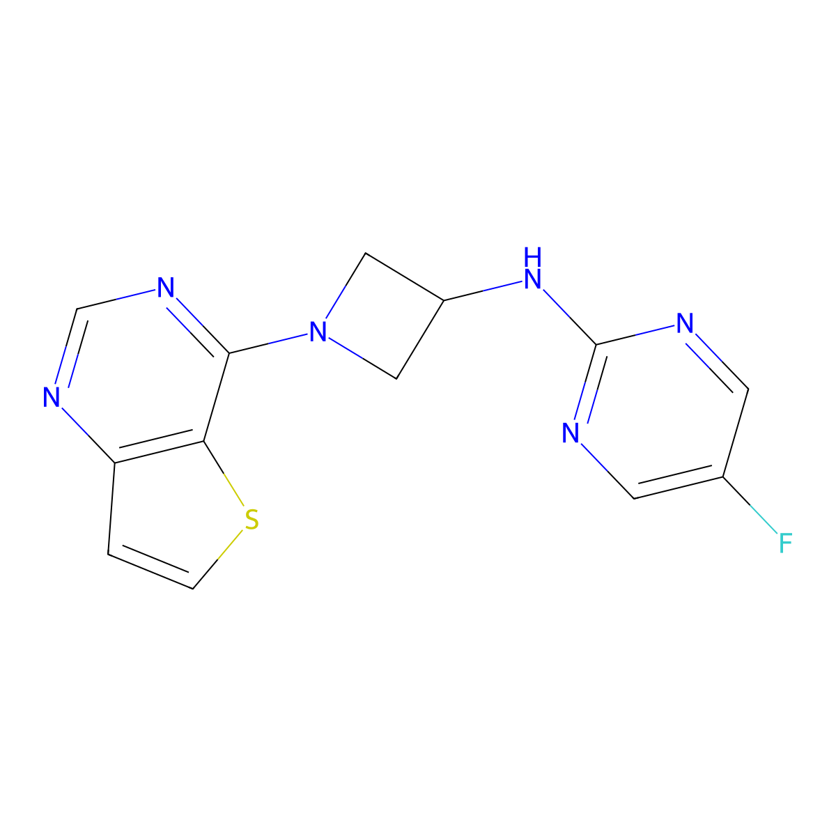 5-fluoro-N-(1-{thieno[3,2-d]pyrimidin-4-yl}azetidin-3-yl)pyrimidin-2-amine molecular structure, CAS 2415516-51-5
