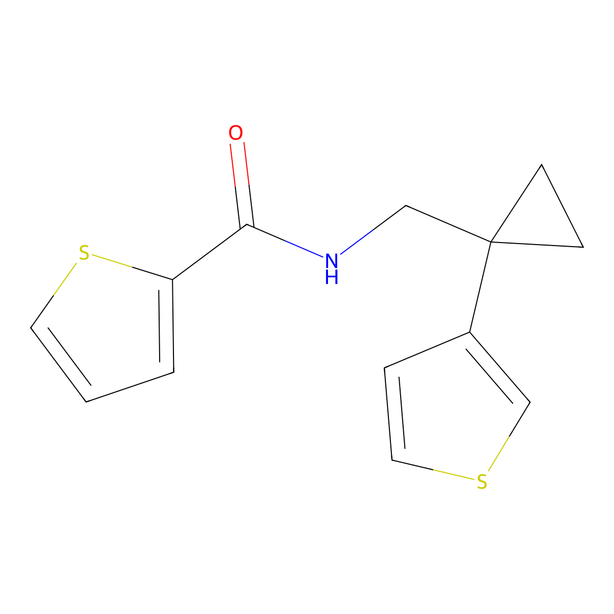 N-{[1-(thiophen-3-yl)cyclopropyl]methyl}thiophene-2-carboxamide molecular structure, CAS 2415516-54-8