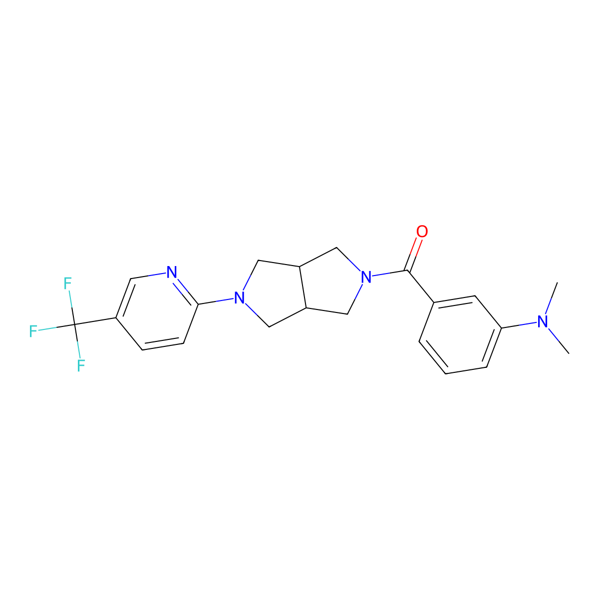 N,N-dimethyl-3-{5-[5-(trifluoromethyl)pyridin-2-yl]-octahydropyrrolo[3,4-c]pyrrole-2-carbonyl}aniline molecular structure, CAS 2415516-67-3