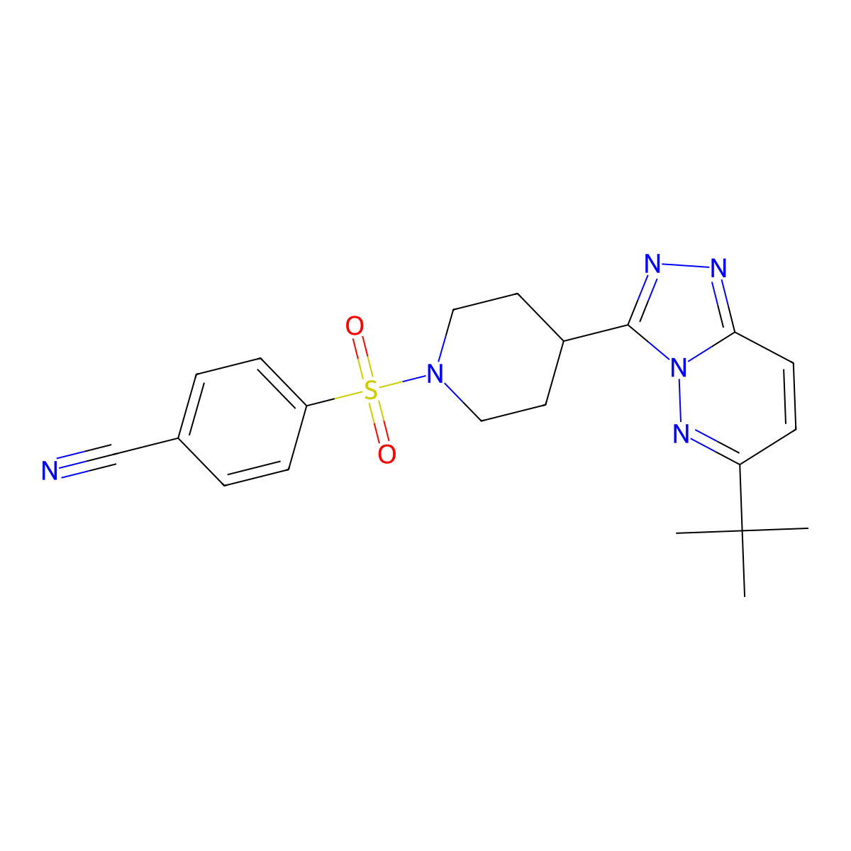 4-[(4-{6-Tert-butyl-[1,2,4]triazolo[4,3-b]pyridazin-3-yl}piperidin-1-yl)sulfonyl]benzonitrile molecular structure, CAS 2415516-68-4