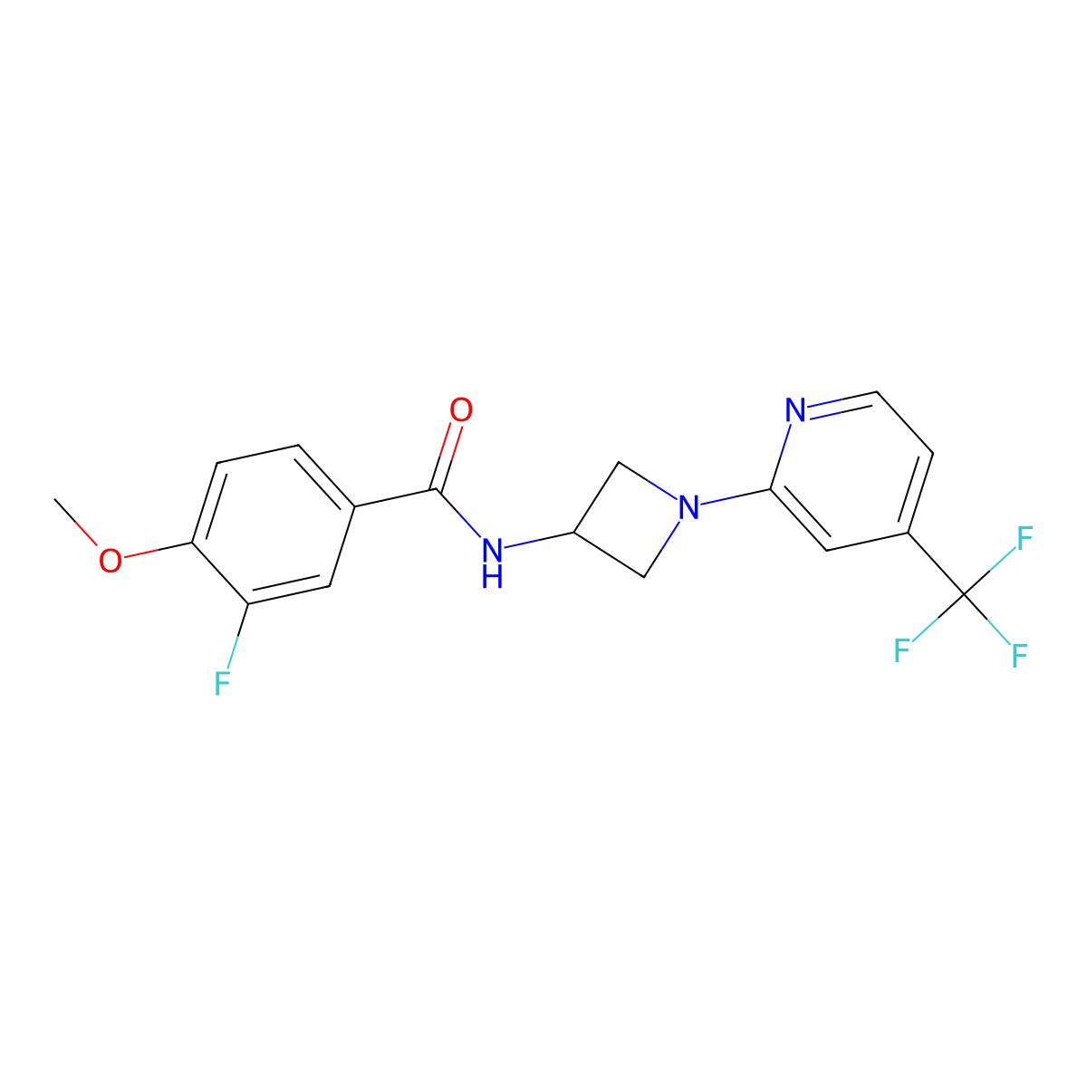 3-fluoro-4-methoxy-N-{1-[4-(trifluoromethyl)pyridin-2-yl]azetidin-3-yl}benzamide molecular structure, CAS 2415516-72-0