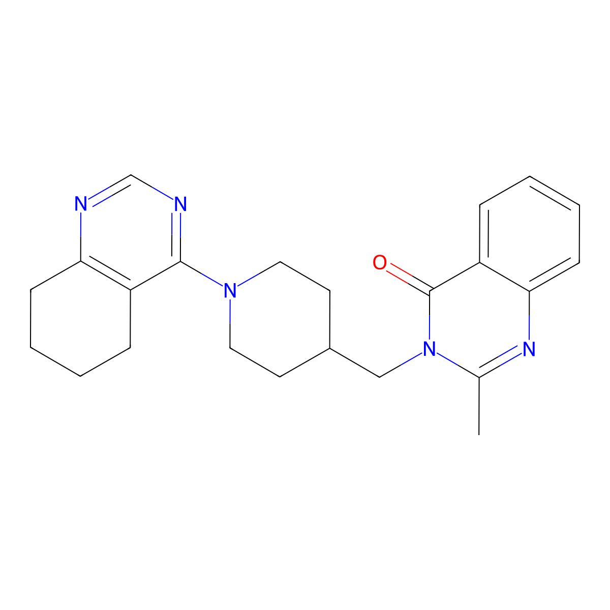 2-Methyl-3-{[1-(5,6,7,8-tetrahydroquinazolin-4-yl)piperidin-4-yl]methyl}-3,4-dihydroquinazolin-4-one molecular structure, CAS 2415516-74-2