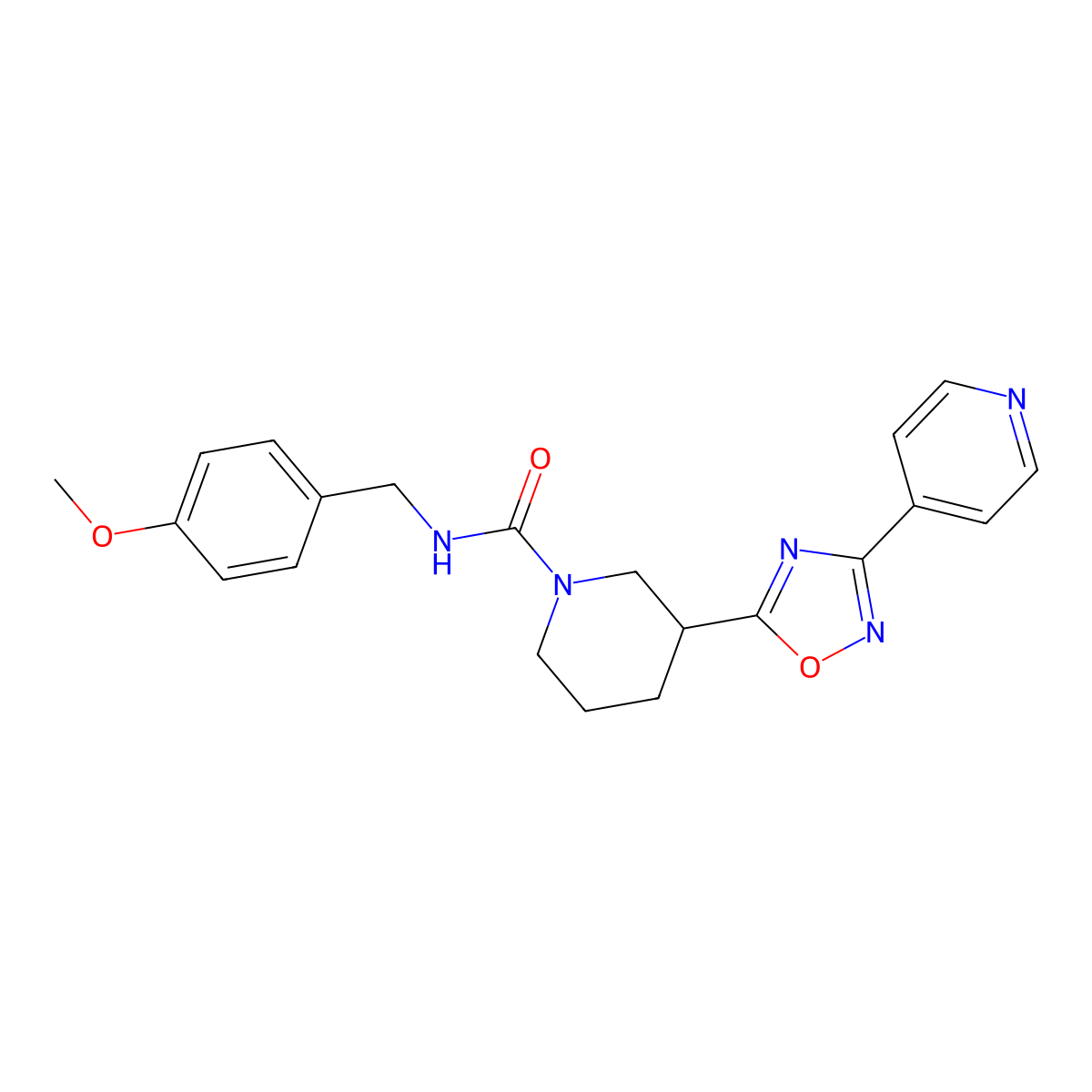 N-[(4-methoxyphenyl)methyl]-3-[3-(pyridin-4-yl)-1,2,4-oxadiazol-5-yl]piperidine-1-carboxamide molecular structure, CAS 2415516-75-3