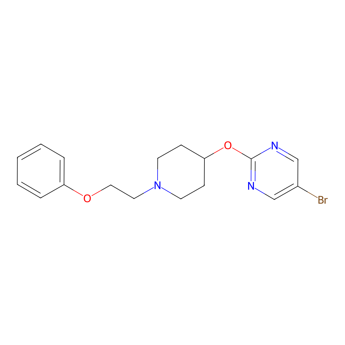 5-Bromo-2-{[1-(2-phenoxyethyl)piperidin-4-yl]oxy}pyrimidine molecular structure, CAS 2415516-76-4