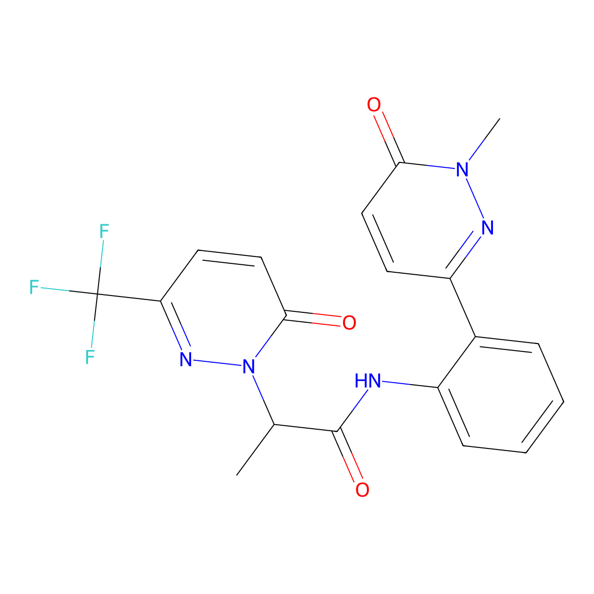 N-[2-(1-methyl-6-oxo-1,6-dihydropyridazin-3-yl)phenyl]-2-[6-oxo-3-(trifluoromethyl)-1,6-dihydropyridazin-1-yl]propanamide molecular structure, CAS 2415516-80-0