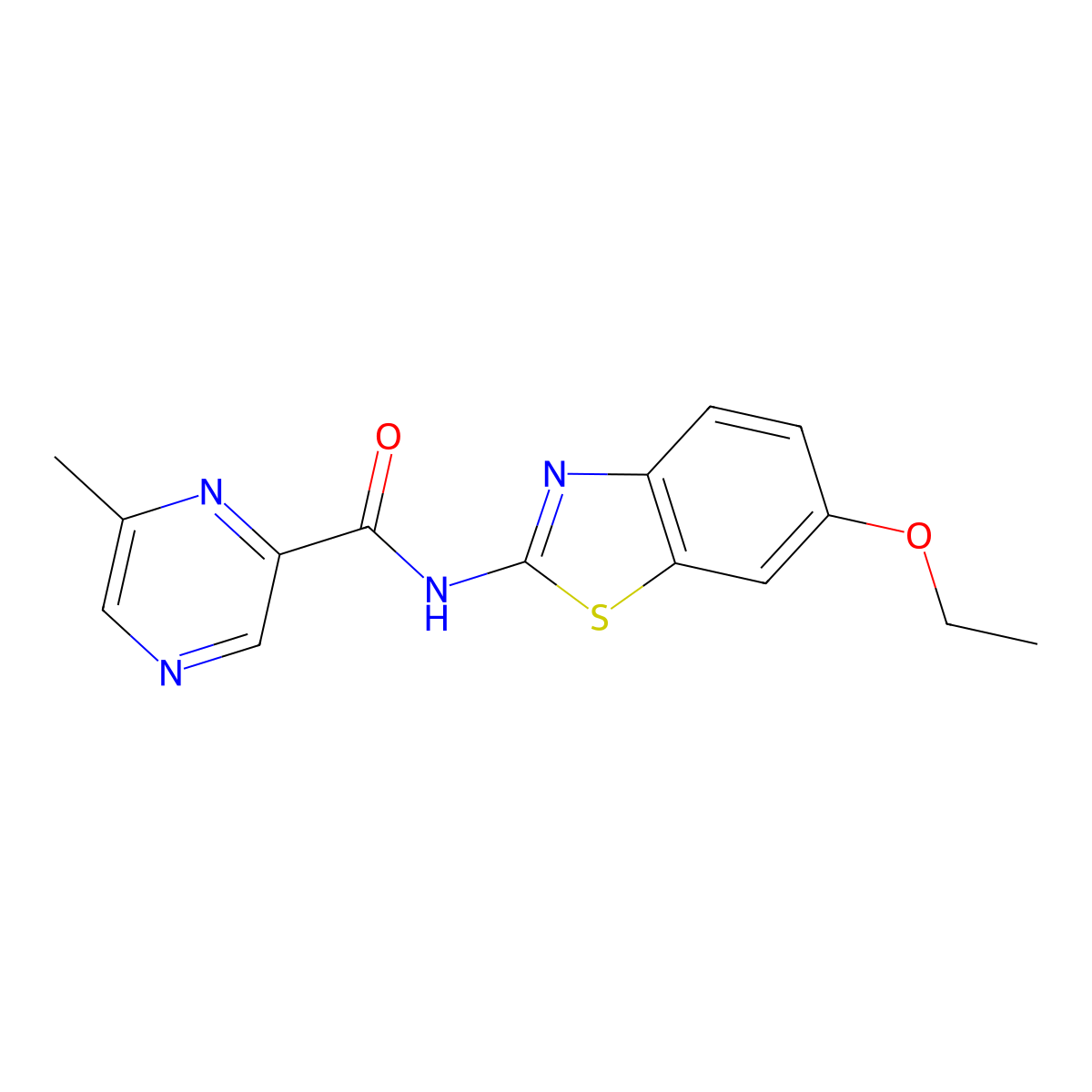 N-(6-Ethoxy-1,3-benzothiazol-2-yl)-6-methylpyrazine-2-carboxamide molecular structure, CAS 2415516-84-4