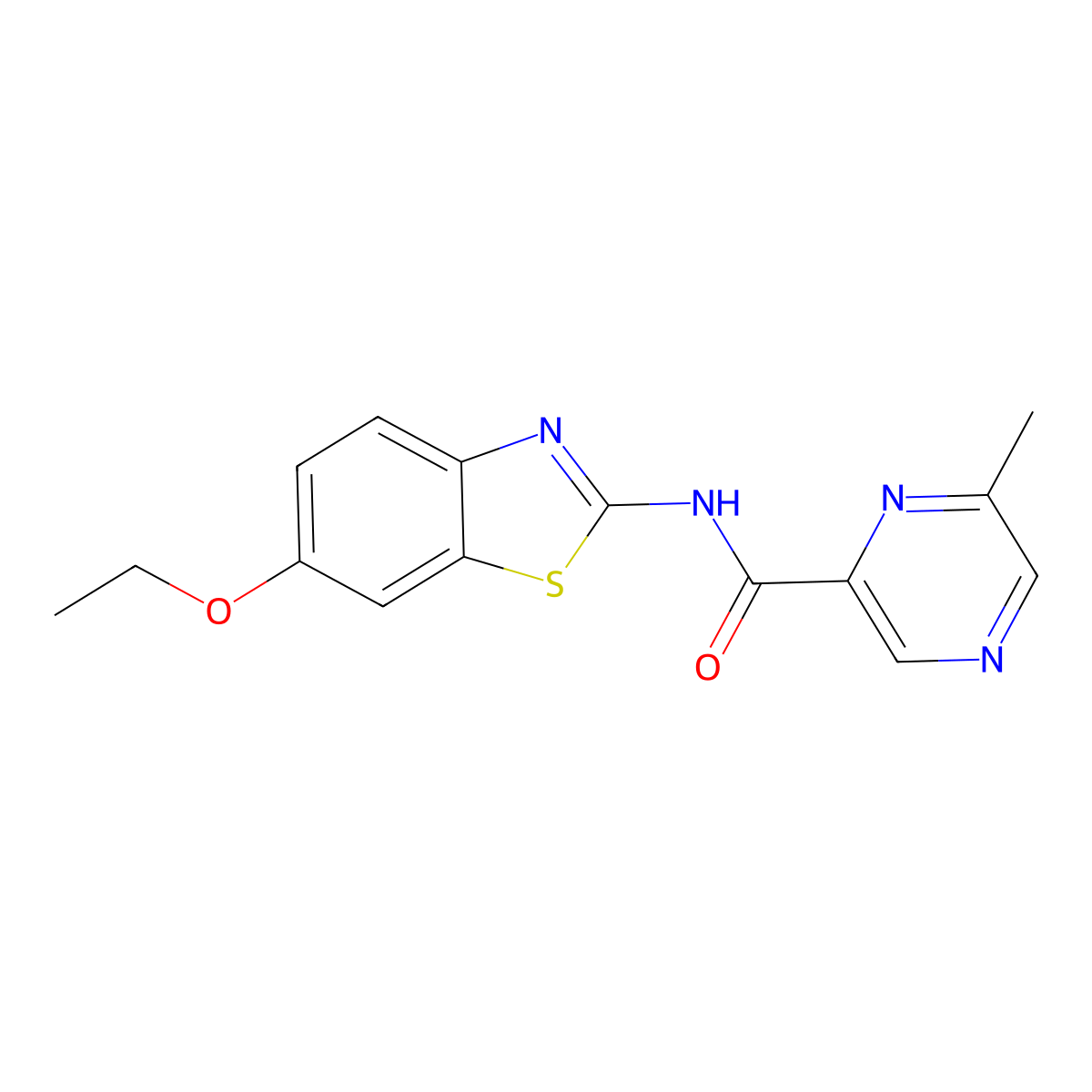 N-(6-Ethoxy-1,3-benzothiazol-2-yl)-6-methylpyrazine-2-carboxamide molecular structure, CAS 2415516-84-4