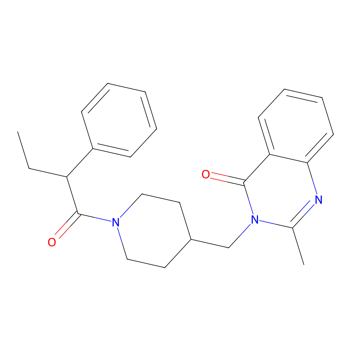 2-Methyl-3-{[1-(2-phenylbutanoyl)piperidin-4-yl]methyl}-3,4-dihydroquinazolin-4-one molecular structure, CAS 2415516-90-2
