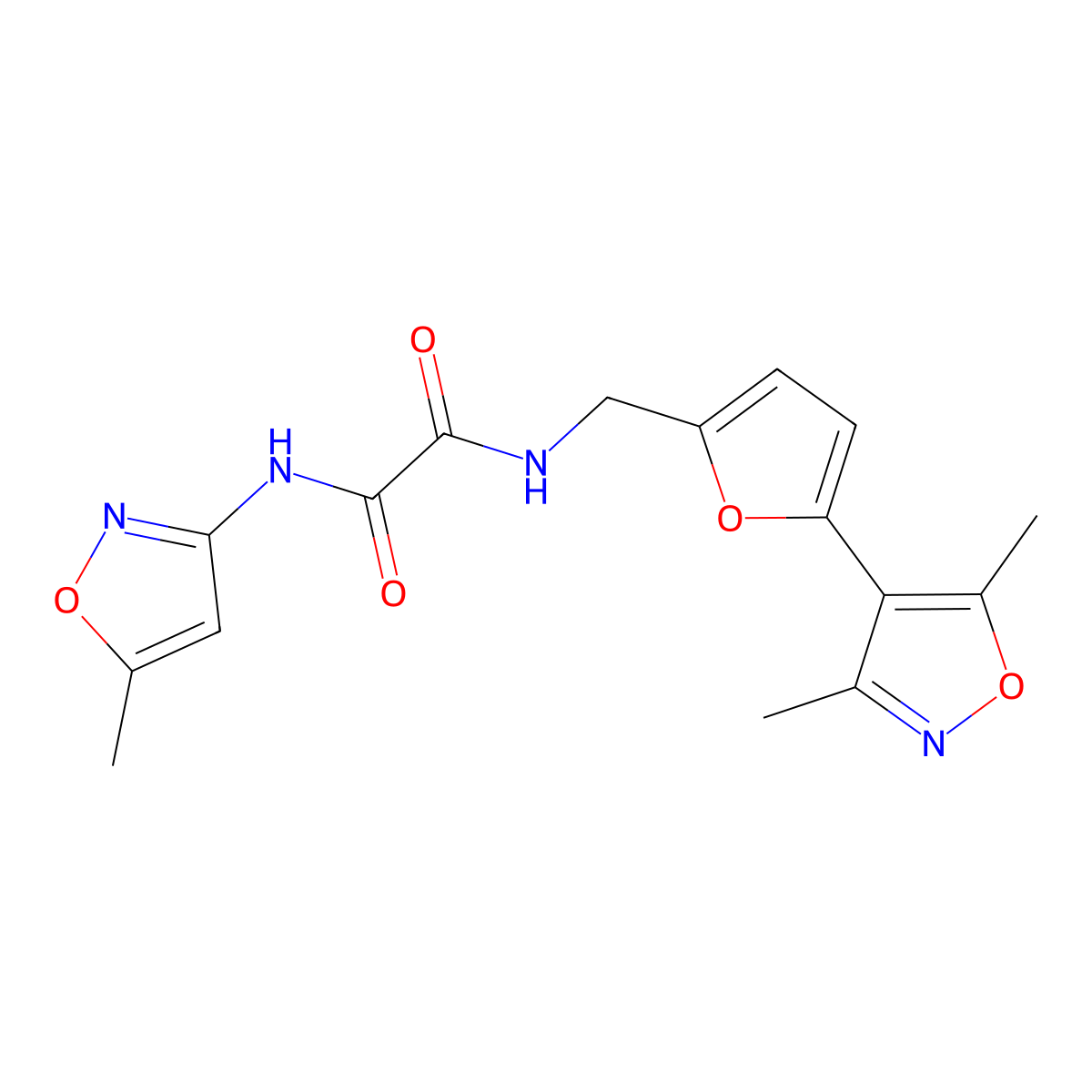 N-{[5-(3,5-dimethyl-1,2-oxazol-4-yl)furan-2-yl]methyl}-N'-(5-methyl-1,2-oxazol-3-yl)ethanediamide molecular structure, CAS 2415516-91-3