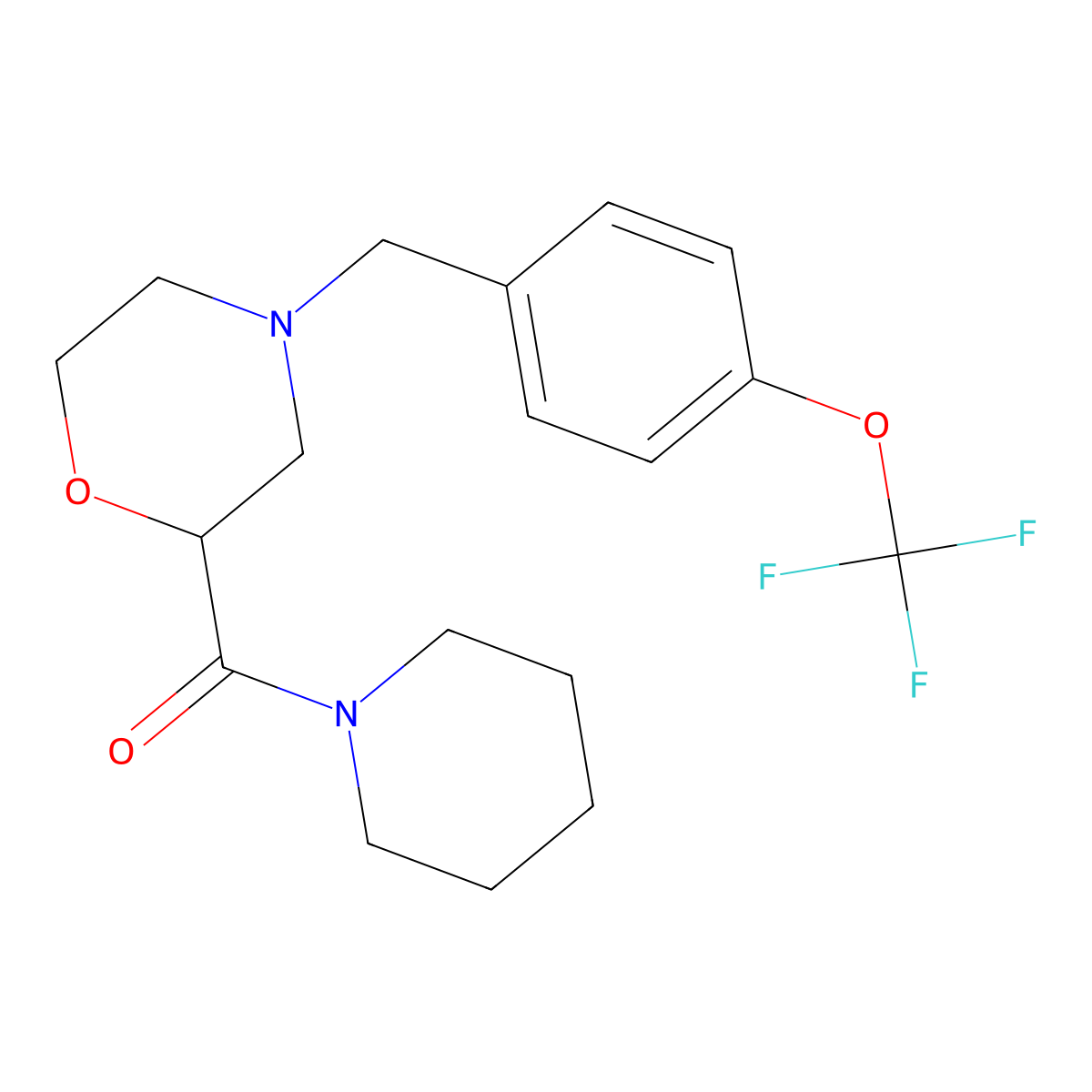 2-(Piperidine-1-carbonyl)-4-{[4-(trifluoromethoxy)phenyl]methyl}morpholine molecular structure, CAS 2415516-98-0