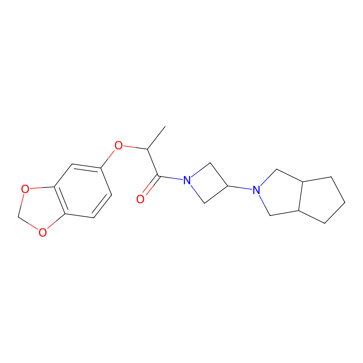 2-(2H-1,3-benzodioxol-5-yloxy)-1-(3-{octahydrocyclopenta[c]pyrrol-2-yl}azetidin-1-yl)propan-1-one molecular structure, CAS 2415517-10-9