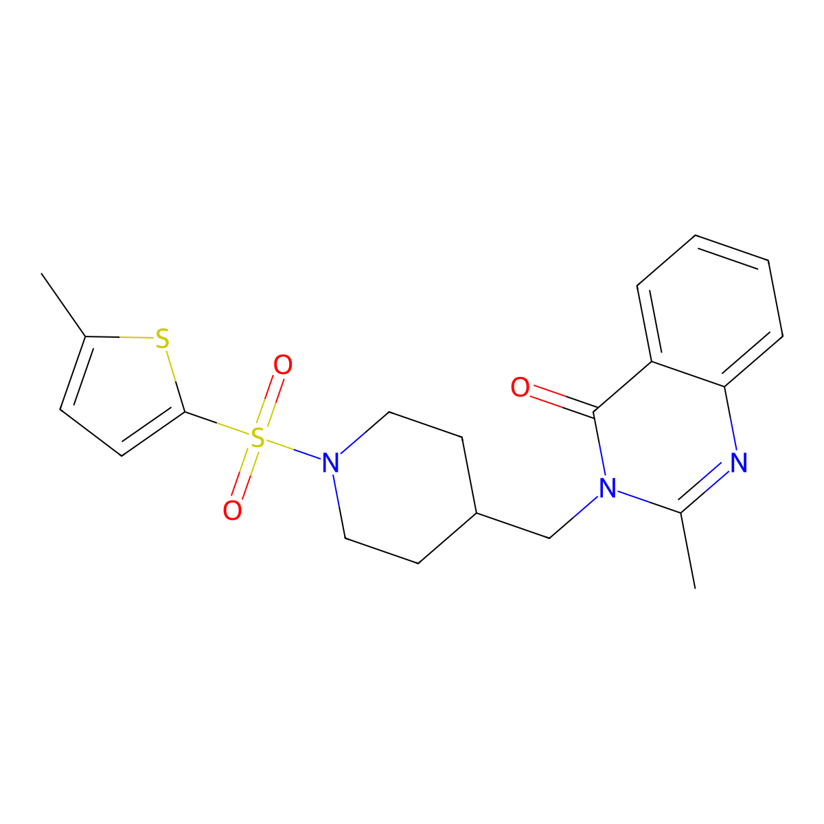 2-Methyl-3-({1-[(5-methylthiophen-2-yl)sulfonyl]piperidin-4-yl}methyl)-3,4-dihydroquinazolin-4-one molecular structure, CAS 2415517-25-6