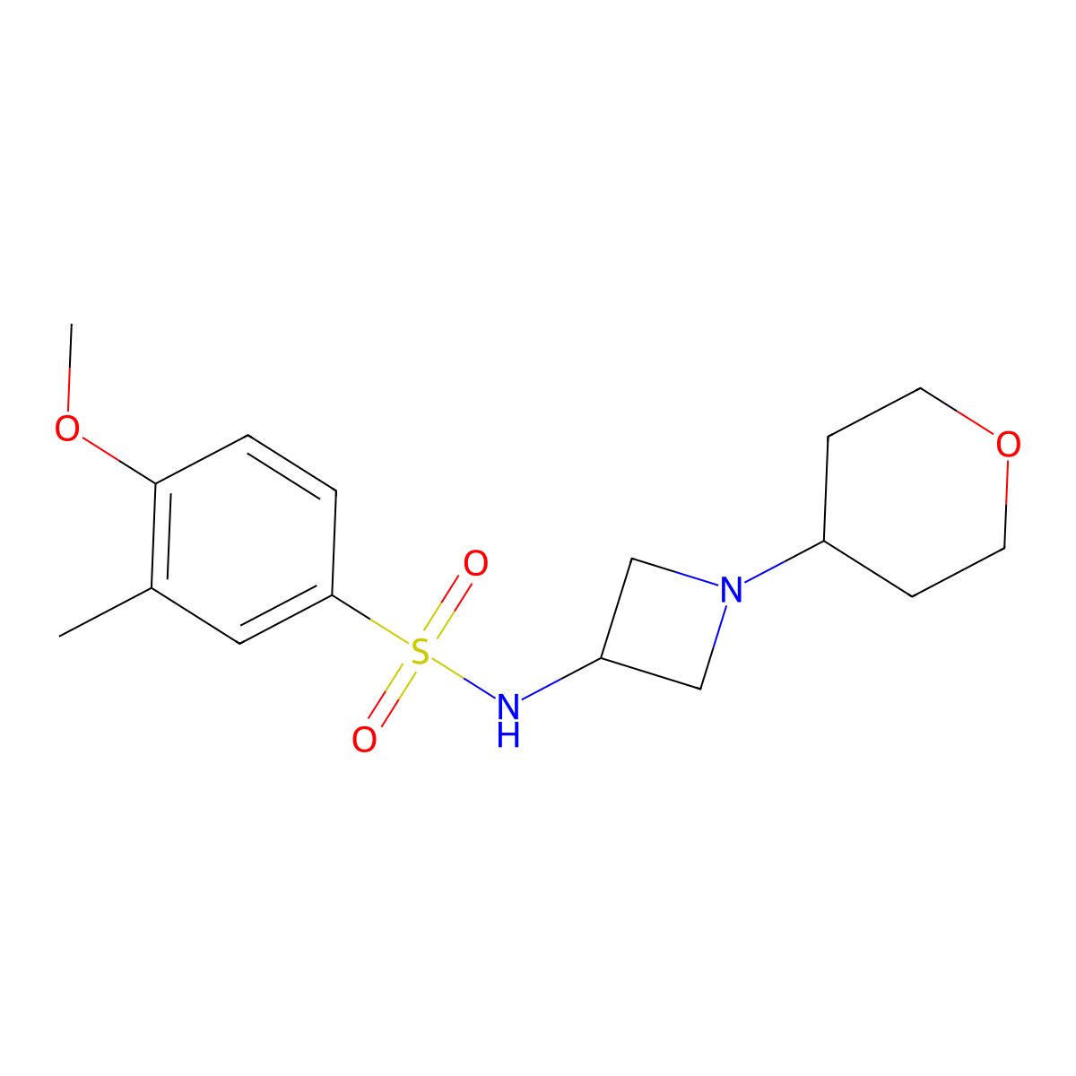 4-methoxy-3-methyl-N-[1-(oxan-4-yl)azetidin-3-yl]benzene-1-sulfonamide molecular structure, CAS 2415517-26-7