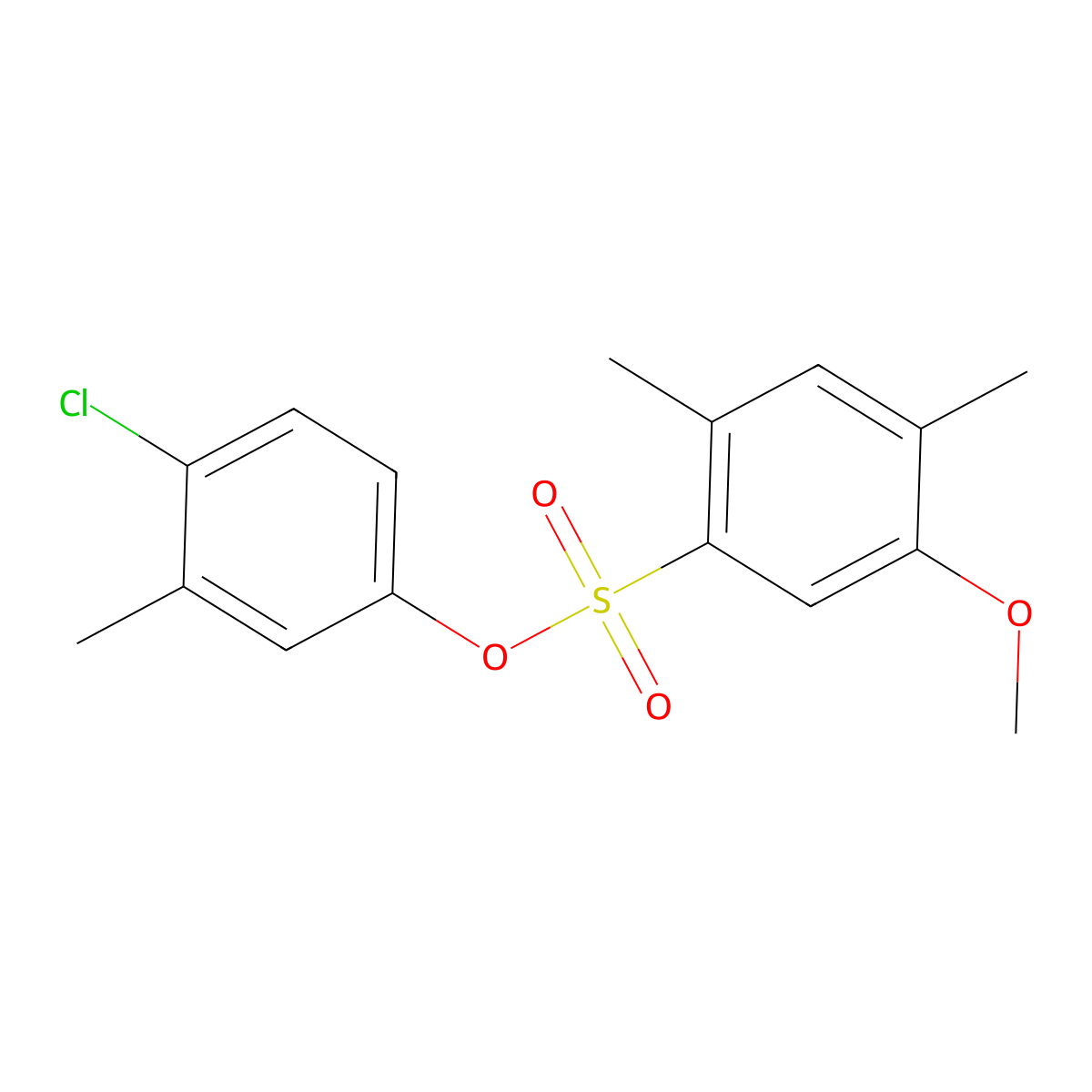 4-Chloro-3-methylphenyl 5-methoxy-2,4-dimethylbenzene-1-sulfonate molecular structure, CAS 2415517-27-8