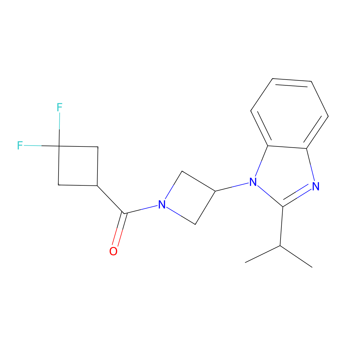 1-[1-(3,3-difluorocyclobutanecarbonyl)azetidin-3-yl]-2-(propan-2-yl)-1H-1,3-benzodiazole molecular structure, CAS 2415517-28-9