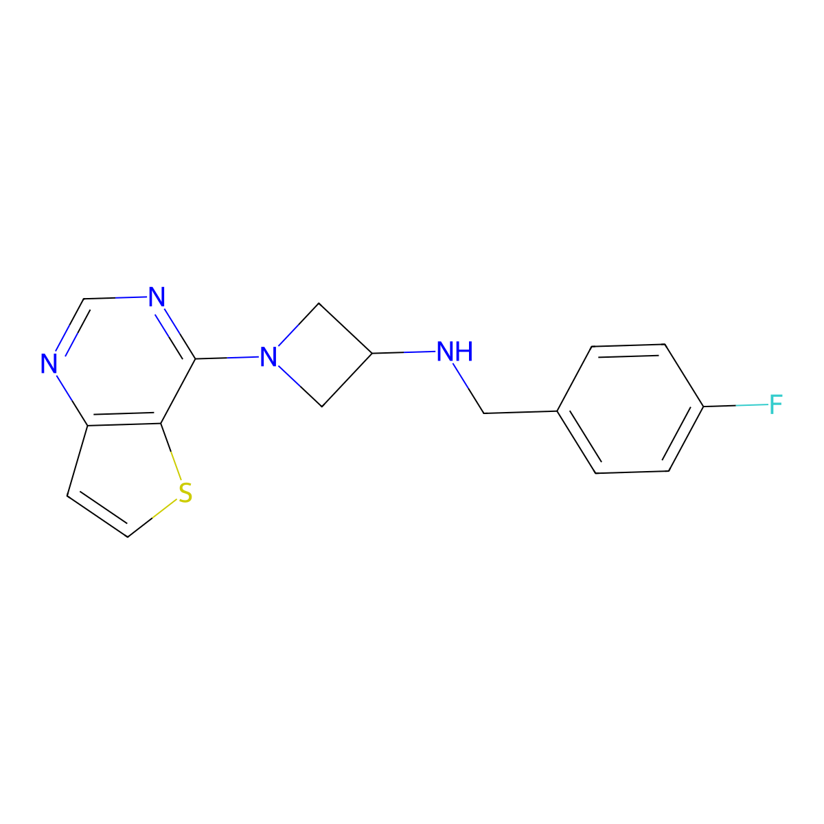 N-[(4-fluorophenyl)methyl]-1-{thieno[3,2-d]pyrimidin-4-yl}azetidin-3-amine molecular structure, CAS 2415517-29-0