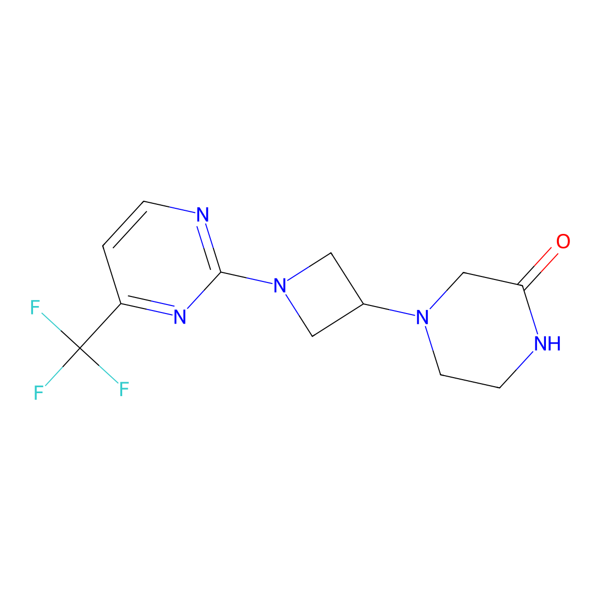 4-{1-[4-(Trifluoromethyl)pyrimidin-2-yl]azetidin-3-yl}piperazin-2-one molecular structure, CAS 2415517-34-7