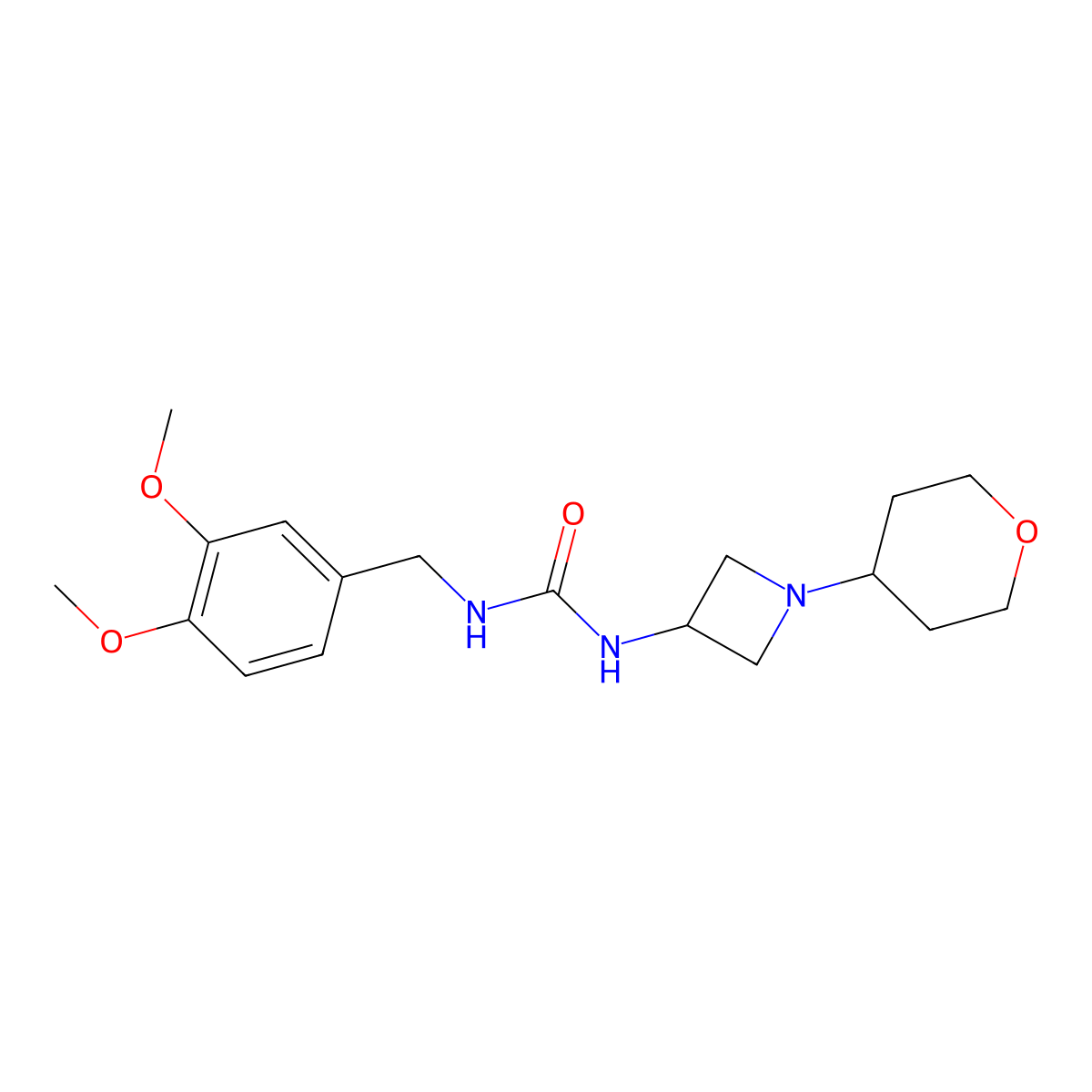 1-[(3,4-Dimethoxyphenyl)methyl]-3-[1-(oxan-4-yl)azetidin-3-yl]urea molecular structure, CAS 2415517-36-9