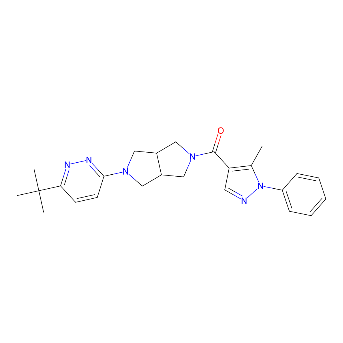 3-tert-butyl-6-[5-(5-methyl-1-phenyl-1H-pyrazole-4-carbonyl)-octahydropyrrolo[3,4-c]pyrrol-2-yl]pyridazine molecular structure, CAS 2415517-39-2