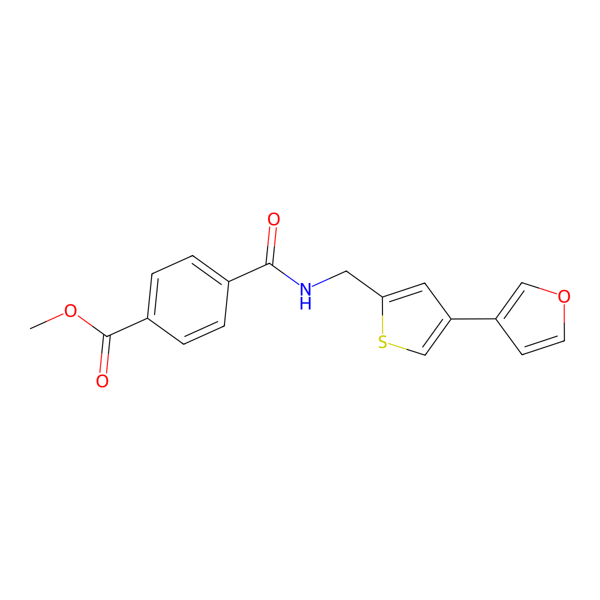 Methyl 4-({[4-(furan-3-yl)thiophen-2-yl]methyl}carbamoyl)benzoate molecular structure, CAS 2415517-42-7