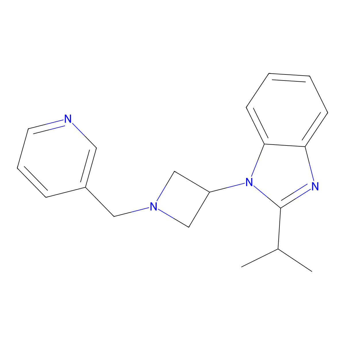 2-(propan-2-yl)-1-{1-[(pyridin-3-yl)methyl]azetidin-3-yl}-1H-1,3-benzodiazole molecular structure, CAS 2415517-47-2