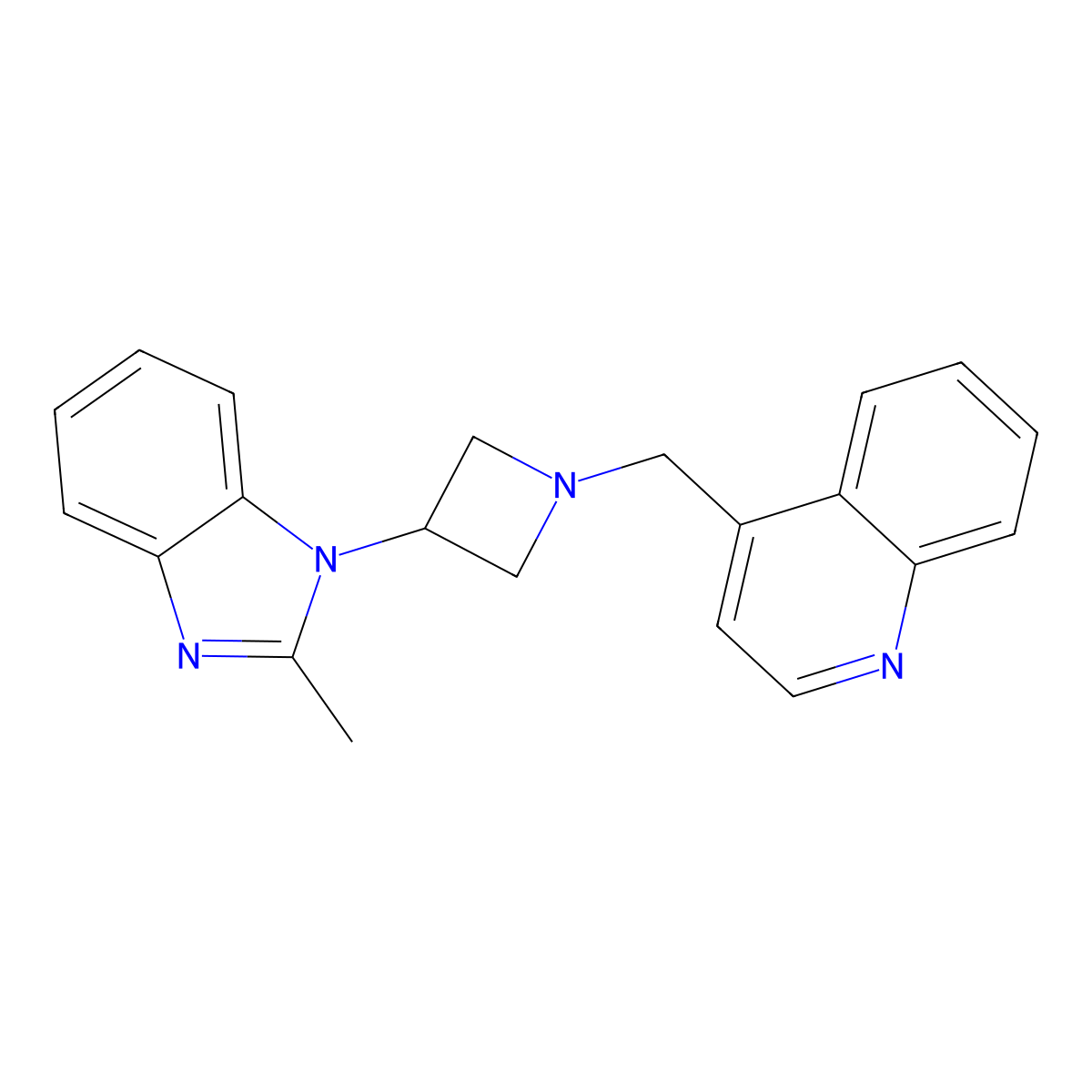 4-{[3-(2-methyl-1H-1,3-benzodiazol-1-yl)azetidin-1-yl]methyl}quinoline molecular structure, CAS 2415517-48-3