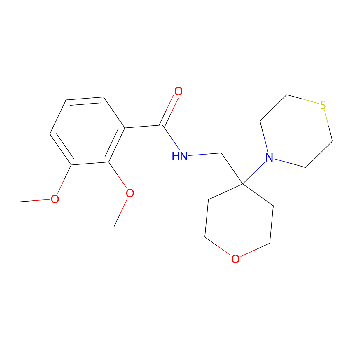 2,3-dimethoxy-N-{[4-(thiomorpholin-4-yl)oxan-4-yl]methyl}benzamide molecular structure, CAS 2415517-50-7
