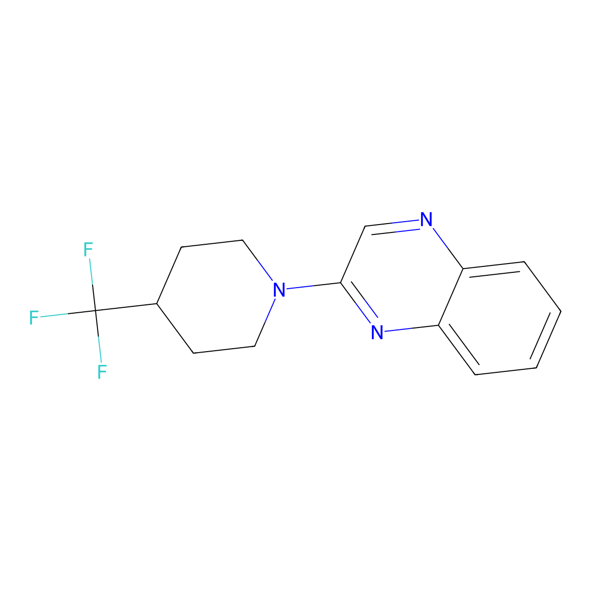 2-[4-(Trifluoromethyl)piperidin-1-yl]quinoxaline molecular structure, CAS 2415517-53-0
