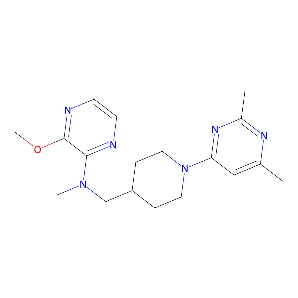N-{[1-(2,6-dimethylpyrimidin-4-yl)piperidin-4-yl]methyl}-3-methoxy-N-methylpyrazin-2-amine molecular structure, CAS 2415517-54-1
