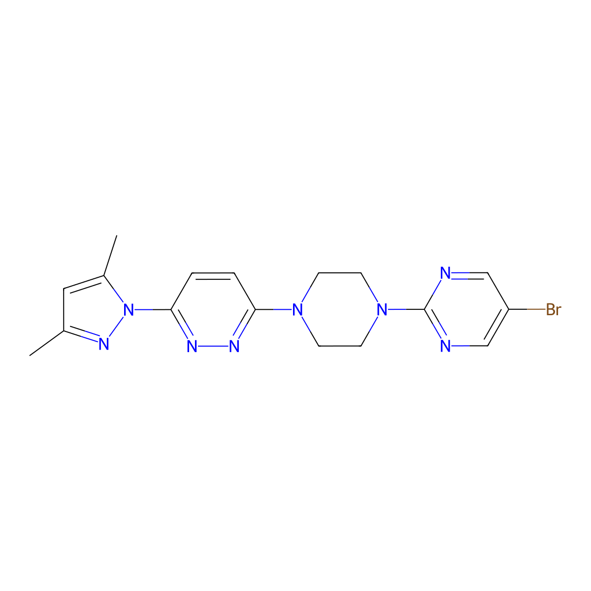 3-[4-(5-bromopyrimidin-2-yl)piperazin-1-yl]-6-(3,5-dimethyl-1H-pyrazol-1-yl)pyridazine molecular structure, CAS 2415517-58-5