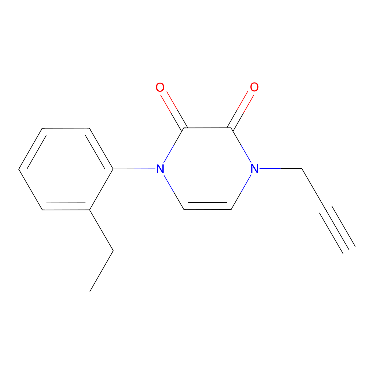 1-(2-Ethylphenyl)-4-(prop-2-yn-1-yl)-1,2,3,4-tetrahydropyrazine-2,3-dione molecular structure, CAS 2415517-63-2