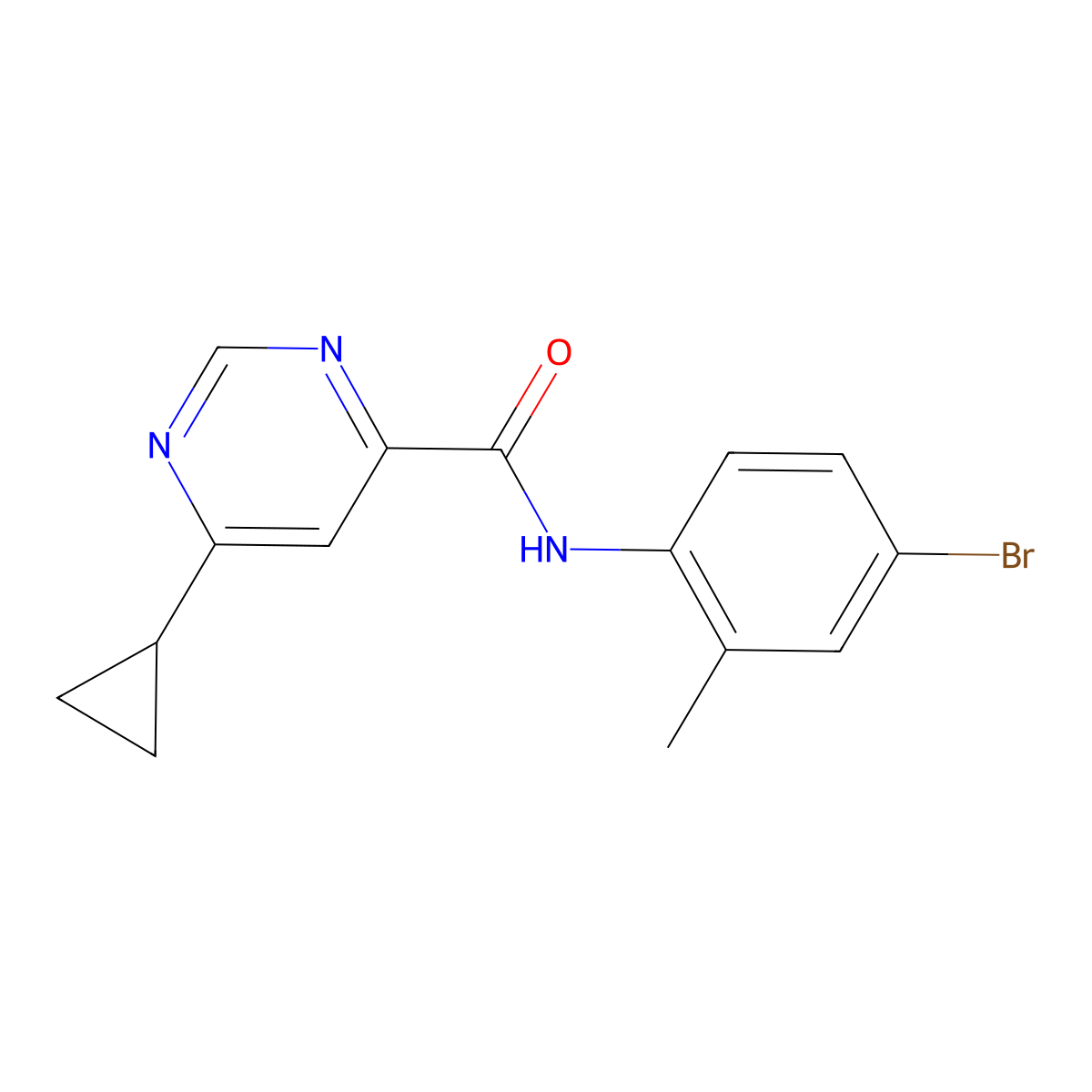N-(4-Bromo-2-methylphenyl)-6-cyclopropylpyrimidine-4-carboxamide molecular structure, CAS 2415517-70-1