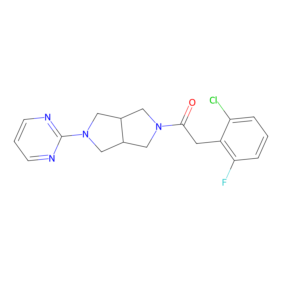 2-(2-Chloro-6-fluorophenyl)-1-[5-(pyrimidin-2-yl)-octahydropyrrolo[3,4-c]pyrrol-2-yl]ethan-1-one molecular structure, CAS 2415517-72-3