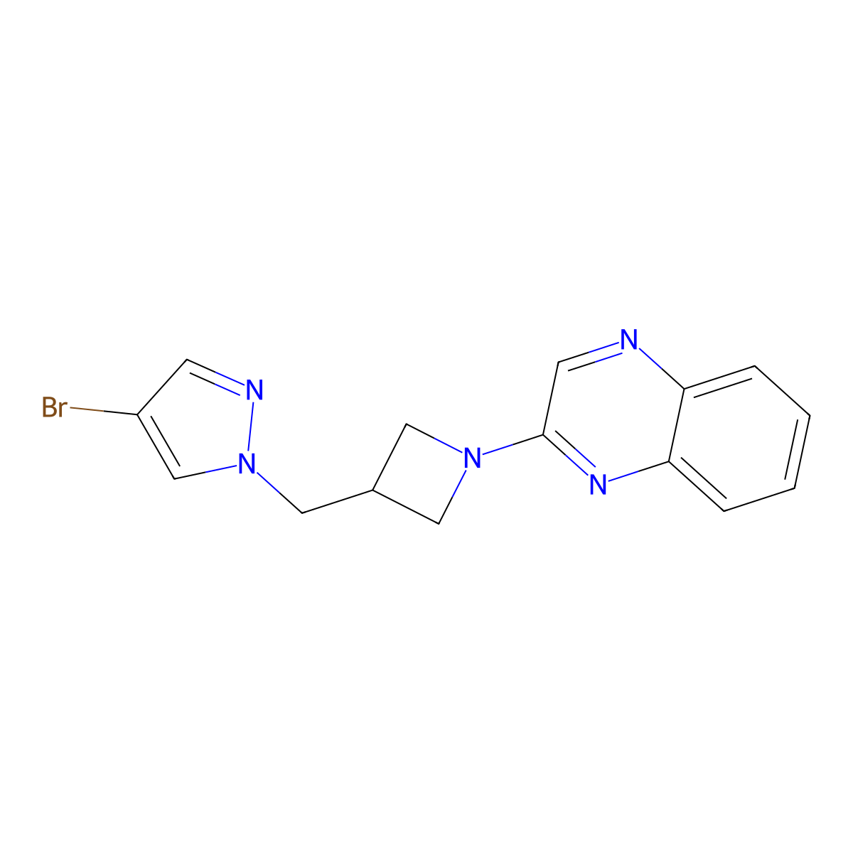 2-{3-[(4-bromo-1H-pyrazol-1-yl)methyl]azetidin-1-yl}quinoxaline molecular structure, CAS 2415517-73-4