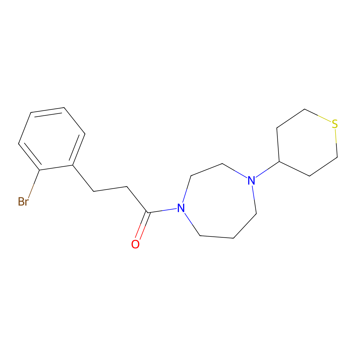 3-(2-Bromophenyl)-1-[4-(thian-4-yl)-1,4-diazepan-1-yl]propan-1-one molecular structure, CAS 2415517-83-6
