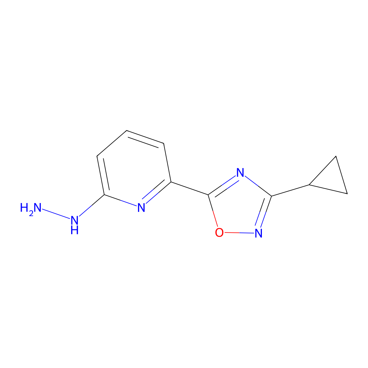 2-(3-Cyclopropyl-1,2,4-oxadiazol-5-yl)-6-hydrazinylpyridine molecular structure, CAS 2415517-84-7