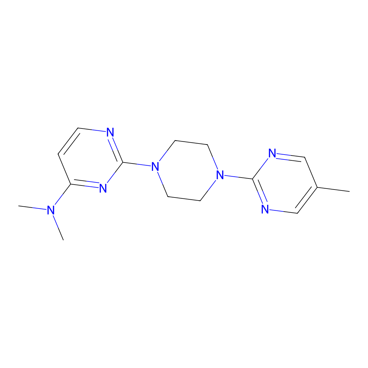 N,N-Dimethyl-2-[4-(5-methylpyrimidin-2-yl)piperazin-1-yl]pyrimidin-4-amine molecular structure, CAS 2415517-86-9
