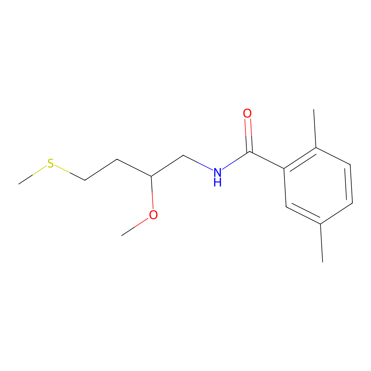 N-[2-methoxy-4-(methylsulfanyl)butyl]-2,5-dimethylbenzamide molecular structure, CAS 2415517-88-1