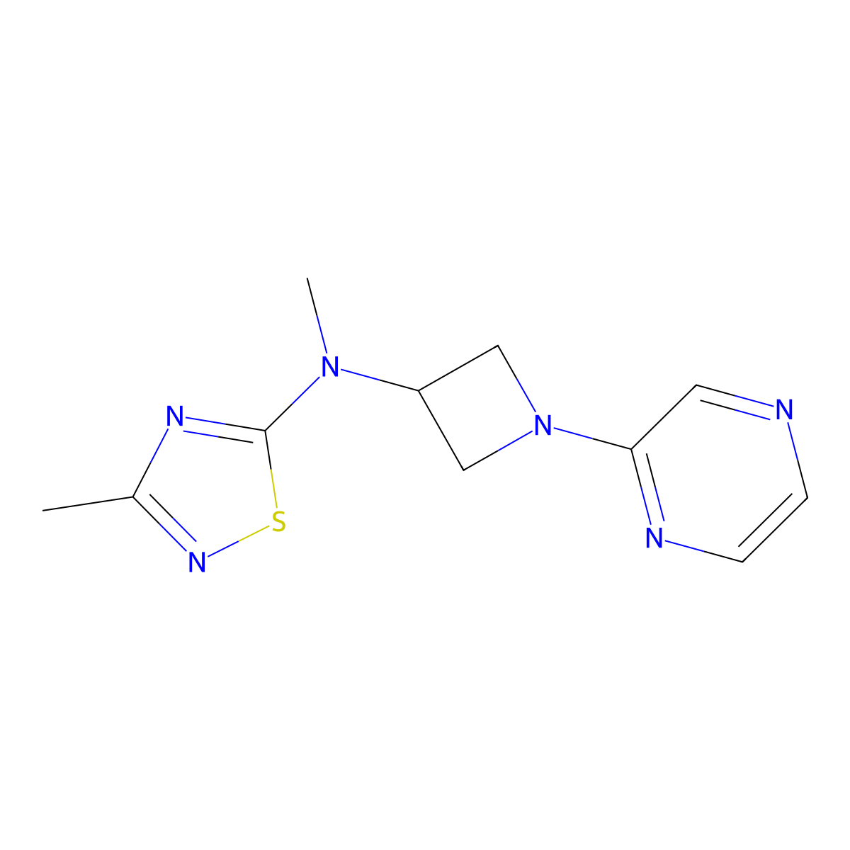 N,3-dimethyl-N-[1-(pyrazin-2-yl)azetidin-3-yl]-1,2,4-thiadiazol-5-amine molecular structure, CAS 2415517-92-7