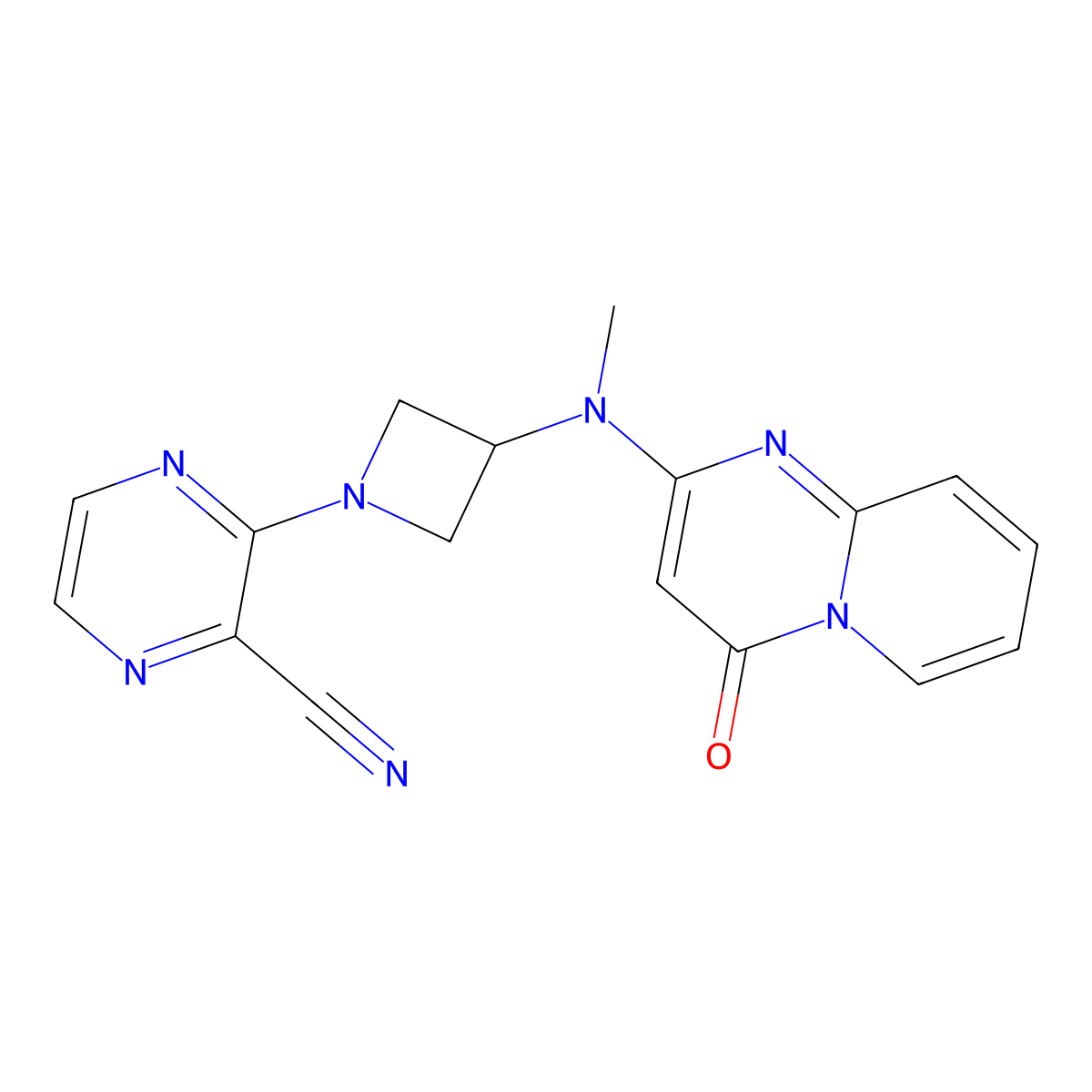 3-{3-[methyl({4-oxo-4H-pyrido[1,2-a]pyrimidin-2-yl})amino]azetidin-1-yl}pyrazine-2-carbonitrile molecular structure, CAS 2415517-94-9