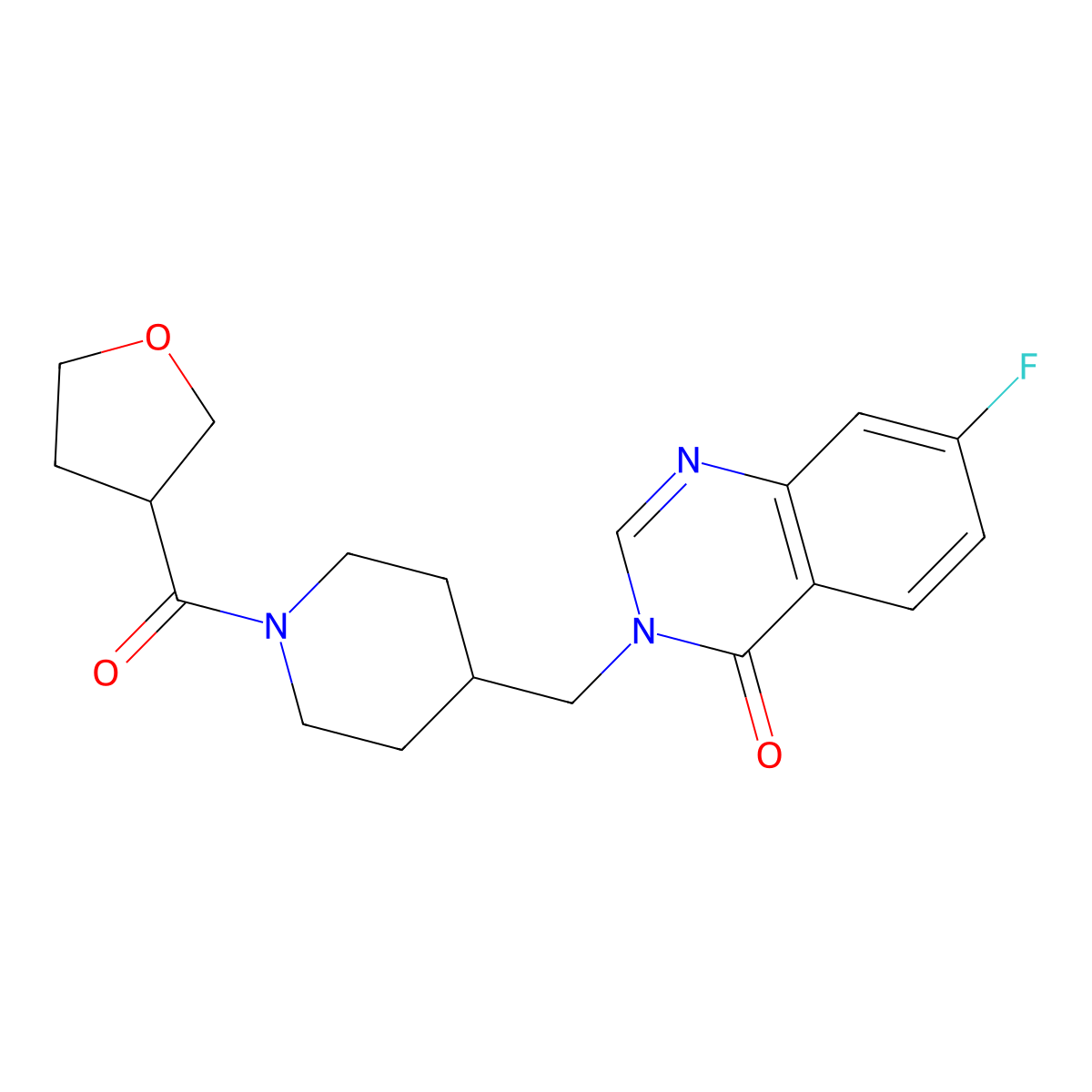 7-Fluoro-3-{[1-(oxolane-3-carbonyl)piperidin-4-yl]methyl}-3,4-dihydroquinazolin-4-one molecular structure, CAS 2415518-01-1